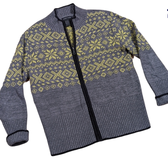 Nomadic Traders Sweaters - Nomadic Traders Cardigan Sweater Full Zip Heavy Knit Gray/Yellow Cotton MEDIUM 1